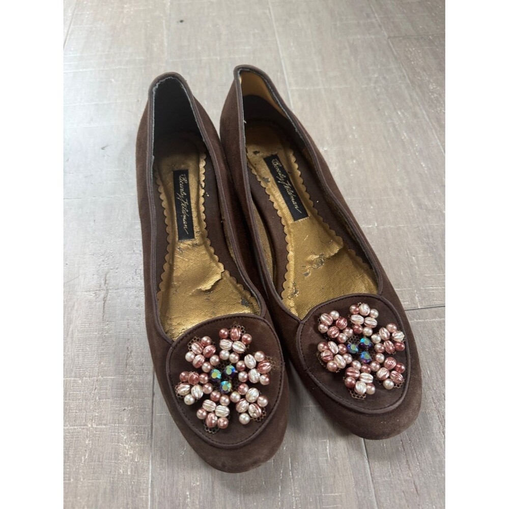 Beverly Feldman Women's Brown Floral Flats Loafer Shoe Sz 8